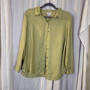 J. Jill Soft Green 100% LINEN Top M-petite